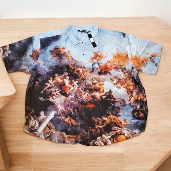 Fashion Nova Mens Button Down shirt Sz XXXL Fits like a 4X or 5X Renaissance Art - Picture 3 of 12